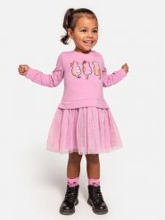 Coccodrillo Sukienka dzianinowa WC4129102CEN Różowy Regular Fit. Czerwone sukienki dziewczęce COCCODRILLO, bez wzorów, z bawełny, bez ramiączek, proste. Za 49.90 zł.