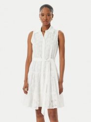 LOLA CASADEMUNT Sukienka letnia LS2616037 Kremowy Regular Fit. Białe sukienki damskie LOLA CASADEMUNT, bez wzorów, z bawełny, bez ramiączek. Za 459.99 zł.