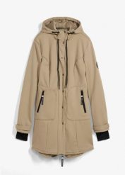 Kurtka parka softshell super-stretch, odpychająca wodę. Zielone kurtki damskie bonprix, bez wzorów, z softshellu, bez kaptura. Za 359.99 zł.