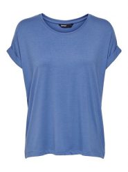 ONLY Koszulka "Moster" w kolorze niebieskim rozmiar: S. Niebieskie bluzki damskie Only, s, bez wzorów, bez kołnierzyka, bez ramiączek. Za 52.95 zł.