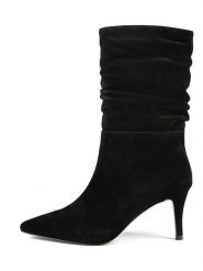 Loft37 Skórzane botki "Charming Elf" w kolorze czarnym rozmiar: 41. Czarne botki damskie loft37, eleganckie, bez obcasa, na szpilce, bez zapięcia. Za 568.95 zł.