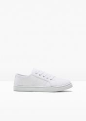 Sneakersy Pride. Białe obuwie sportowe casual damskie bonprix, bez zapięcia. Za 74.99 zł.