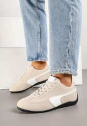 Beżowe Sneakersy w Stylu Kultowych Tenisówek Virritia. Brązowe obuwie sportowe casual damskie Born2be, z jeansu, tenisowe. Za 84.99 zł.