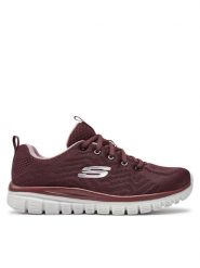 Skechers Sneakersy Get Connected 12615/WINE Bordowy. Czerwone obuwie sportowe damskie Skechers, z materiału, bez zapięcia. Za 200.85 zł.