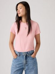 Levi's Koszulka w kolorze jasnoróżowym rozmiar: M. Różowe bluzki damskie Levi's, m, bez wzorów, z bawełny, bez kołnierzyka, bez ramiączek. Za 98.95 zł.