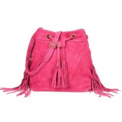 Hobo bag skórzany boho BELIMORE W03 różowy. Czerwone torebki klasyczne damskie ze skóry, bez dodatków. Za 144.90 zł.