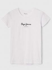 Pepe Jeans Koszulka w kolorze białym rozmiar: M. Białe bluzki damskie Pepe Jeans, m, bez wzorów, z jeansu, bez kołnierzyka, bez ramiączek. Za 96.60 zł.