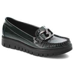 Zielone Półbuty Lemar Damskie Eleganckie Obuwie. Zielone półbuty damskie Lemar, na jesień, bez wzorów, ze skóry, bez obcasa, na platformie, bez zapięcia. Za 289.00 zł.