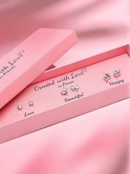 Created with Love 3-częściowy zestaw kolczyków-wkrętek "Passion" z cyrkoniami rozmiar: onesize. Szare kolczyki damskie Created with Love, z cyrkonią, srebrne. Za 56.99 zł.