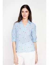 Le Jardin du Lin Bluzka w kolorze błękitnym rozmiar: 34. Niebieskie bluzki damskie Le jardin du lin, bez wzorów, bez kołnierzyka, bez ramiączek. Za 108.99 zł.