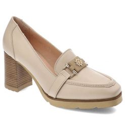 Beżowe Półbuty Simen Skórzane Eleganckie Buty Na Obcasie. Brązowe półbuty damskie Simen, bez wzorów, ze skóry, bez obcasa, na obcasie, bez zapięcia. Za 309.00 zł.