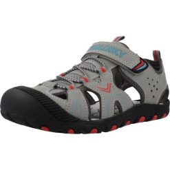 Sandały PABLOSKY 985950P Szary. Szare sandały damskie Pablosky, bez wzorów, z syntetyku, bez obcasa, bez zapięcia. Za 190.99 zł.