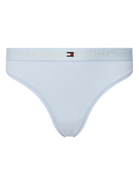 Tommy Hilfiger Stringi UW0UW04146 Błękitny. Niebieskie stringi Tommy Hilfiger, bez wzorów, z bawełny. Za 49.99 zł.