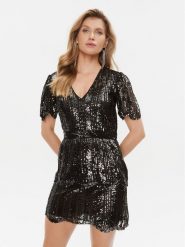 TWINSET Sukienka koktajlowa 232TT2050 Czarny Regular Fit. Czarne sukienki damskie Twinset, bez wzorów, z syntetyku, wizytowe, bez ramiączek. Za 1,019.00 zł.