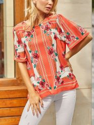 LA Angels Bluzka w kolorze jasnoróżowo-pomarańczowo-białym rozmiar: M. Białe bluzki damskie LA Angels, m, bez wzorów, bez kołnierzyka, bez ramiączek. Za 82.99 zł.