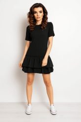 Bawełniana sukienka z falbanami u dołu melanżowy grafit. Sukienki damskie Infinite You, bez wzorów, z bawełny, eleganckie, bez ramiączek. Za 49.00 zł.