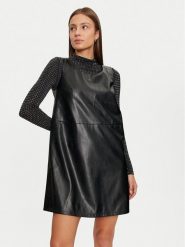 Vila Sukienka z imitacji skóry Dede 14099817 Czarny Slim Fit. Czarne sukienki damskie Vila, bez wzorów, ze skóry, bez ramiączek. Za 149.99 zł.