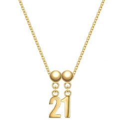 Glanzstücke München Komplet (łańcuszek + charm) Cyfra 21 Srebro wysokiej próby Żółte złoto Naszyjniki 1 ct Damski. Żółte naszyjniki damskie Glanzstücke München, pozłacane. Za 169.99 zł.
