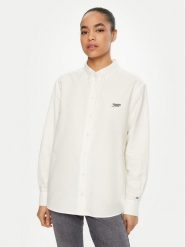 Tommy Jeans Koszula DW0DW19358 Biały Relaxed Fit. Białe koszule damskie Tommy Jeans, xl, bez wzorów, z bawełny, bez kołnierzyka, bez ramiączek. W wyprzedaży za 249.99 zł.