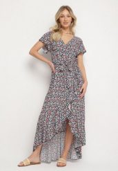 Czarno-Zielona Bawełniana Sukienka z Gumką w Talii i Asymetrycznym Dołem Orrizae. Czarne sukienki damskie Born2be, bez wzorów, z bawełny, eleganckie, bez ramiączek. Za 79.99 zł.