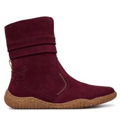 Botki Josef Seibel. Czerwone botki damskie Josef Seibel, bez obcasa, na płaskiej podeszwie, bez zapięcia. Za 599.99 zł.