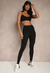 Czarny Komplet Sportowy Zdobiony Przeszyciami Legginsy i Top Filaranea. Czarne legginsy damskie Renee, m, z aplikacjami, z jeansu, na fitness i siłownię. Za 89.99 zł.
