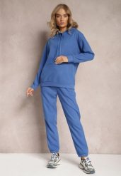 Niebieski 2-częściowy Komplet Dresowy z Bluzą i Spodniami Orifira. Niebieskie bluzy damskie Renee, l, bez wzorów, z bawełny, z kapturem. Za 89.99 zł.