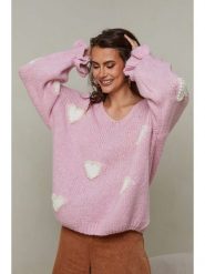 Joséfine Sweter "Kecel" w kolorze jasnoróżowym rozmiar: XL. Różowe swetry klasyczne damskie Joséfine, xl, z wełny, bez kołnierzyka. Za 173.99 zł.