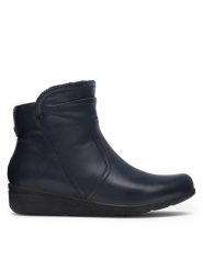 Go Soft Botki WI16-JANE ZULA-02 Granatowy. Niebieskie botki damskie GO SOFT, ze skóry, bez obcasa, na płaskiej podeszwie, bez zapięcia. Za 249.99 zł.