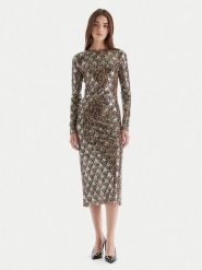 Just Cavalli Sukienka koktajlowa 79PAO953 JS528 Beżowy Slim Fit. Brązowe sukienki damskie Just Cavalli, bez wzorów, z syntetyku, wizytowe, bez ramiączek. Za 1,409.00 zł.