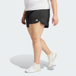 Szorty Pacer Essentials Knit High-Rise (Plus Size). Czarne obuwie sportowe damskie Adidas, z materiału, bez zapięcia, na fitness i siłownię. Za 139.00 zł.