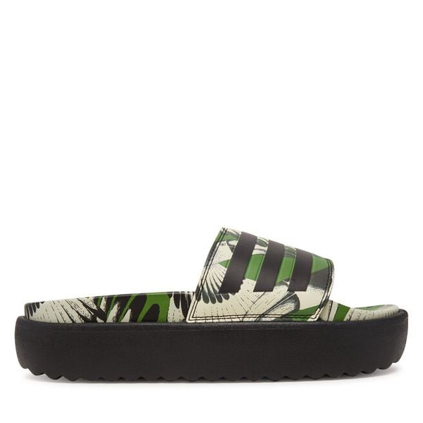 Klapki adidas. Zielone klapki damskie Adidas, bez wzorów, bez obcasa, bez zapięcia. Za 189.99 zł.