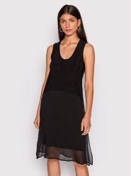 DKNY Sukienka letnia P22DAEJR Czarny Regular Fit. Czarne sukienki damskie DKNY, bez wzorów, z syntetyku, bez ramiączek. Za 529.99 zł.