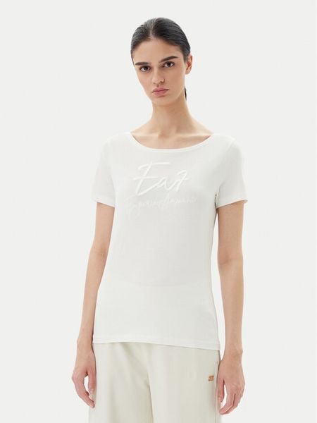 EA7 Emporio Armani T-Shirt 7W000184 AF10373 U0005 Écru Regular Fit. T-shirty damskie EA7 Emporio Armani, m, bez wzorów, z bawełny, bez kołnierzyka. Za 169.99 zł.