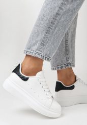 Biało-Czarne Sneakersy na Grubej Podeszwie Hypnotic. Białe obuwie sportowe damskie Born2be, na lato, z dresówki, bez zapięcia, trekkingowe. Za 49.99 zł.
