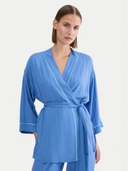 Triumph Szlafrok Amourette Jacquard 10227267 Niebieski. Niebieskie szlafroki damskie Triumph, bez wzorów, z wiskozy, bez kaptura. Za 179.99 zł.