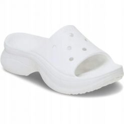 Klapki Dla Dorosłych Crocs Bae Slide. Białe klapki damskie Crocs, bez wzorów, z materiału, bez obcasa, bez zapięcia. Za 191.99 zł.