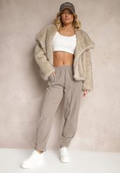Szare Spodnie z Bawełny High Waist Galili. Szare spodnie materiałowe damskie Renee, bez wzorów, z bawełny. Za 119.99 zł.