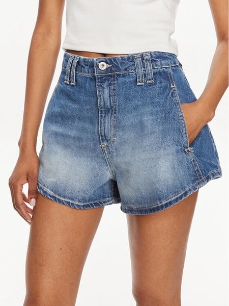 Please Szorty jeansowe D0KDEH0W7S Niebieski Regular Fit. Niebieskie szorty damskie Please, bez wzorów, z bawełny. Za 169.99 zł.