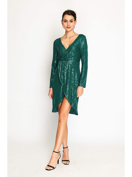 ASSUILI Sukienka w kolorze zielonym rozmiar: 36. Zielone sukienki damskie Assuili, bez wzorów, klasyczne, bez ramiączek. Za 176.08 zł.