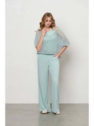 &Co Woman Spodnie "Nelly" w kolorze błękitnym rozmiar: XL. Niebieskie spodnie materiałowe damskie &Co Woman, bez wzorów, z materiału. Za 149.31 zł.