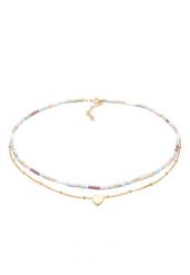 Elli Damski choker z zawieszką w kształcie serca ze szklanych koralików w pozłacanym srebrze próby 925 Sterling Silver Naszyjniki 1 ct. Szare naszyjniki damskie Elli, z perłą, pozłacane. Za 303.99 zł.