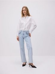 Jeansy wide leg z falbankami - wielobarwny. Jeansy damskie Reserved. W wyprzedaży za 119.99 zł.