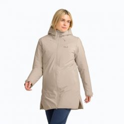 Kurtka przeciwdeszczowa damska Jack Wolfskin Heidelstein 2 Ins. Brązowe kurtki damskie Jack Wolfskin, l, bez wzorów, z materiału, bez kaptura. Za 999.99 zł.