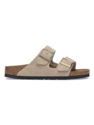 Birkenstock Skórzane klapki "Arizona" w kolorze beżowym rozmiar: onesize. Brązowe klapki damskie Birkenstock, bez wzorów, ze skóry, z otwartym noskiem, bez obcasa, bez zapięcia. Za 403.47 zł.
