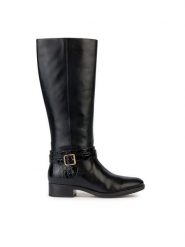 Geox Oficerki D Felicity D36G1A 04340 C9999 Czarny. Czarne kozaki damskie Geox, ze skóry, bez obcasa, na płaskiej podeszwie, bez zapięcia. Za 899.99 zł.