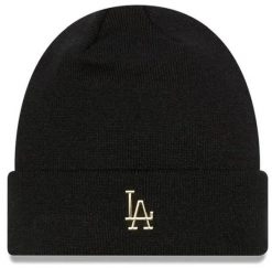 Czapka zimowa New Era LA Dodgers beanie czarno-złota. Czarne czapki damskie New Era, na zimę, bez wzorów, z materiału. Za 202.99 zł.