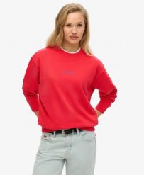 Superdry Core Logo City Graphic Crew damska bluza z bawełny organicznej. Czerwone bluzy damskie Superdry, bez wzorów, z bawełny, bez kaptura. Za 233.50 zł.