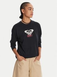 Roxy Bluzka Hangloose Art Ls ERJZT06035 Czarny Regular Fit. Czarne bluzki damskie Roxy, s, bez wzorów, z bawełny, bez kołnierzyka, bez ramiączek. Za 79.99 zł.