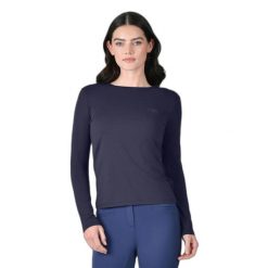 Damska koszulka z długim rękawem Weatherbeeta Relaxed. Niebieskie koszulki damskie WEATHERBEETA, bez wzorów, bez kołnierzyka, bez ramiączek. Za 263.50 zł.